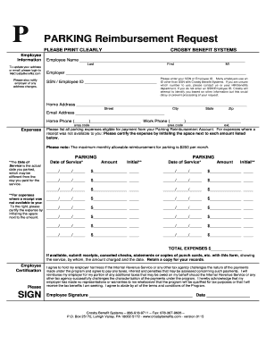 Parking Reimbursement Request Form