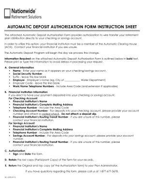 Automatic Deposit Authorization Form