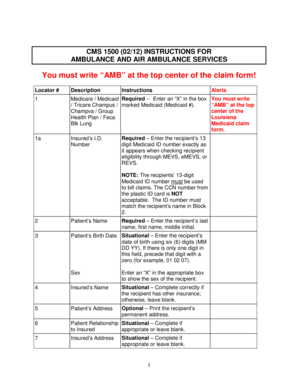CMS 1500 Ambulance Services Claim Form
