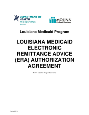 Louisiana Medicaid Electronic Remittance Advice Authorization Agreement