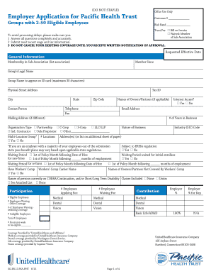 Pacific Health Trust Employer Application
