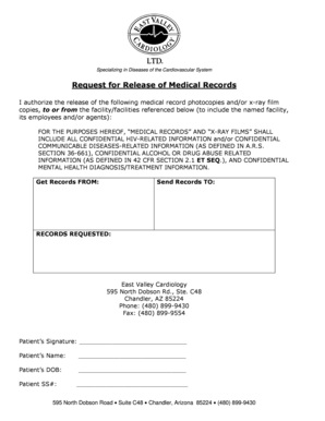 Medical Records Release Form - East Valley Cardiology