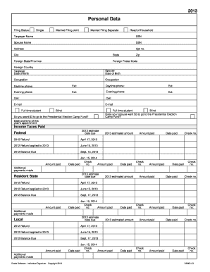 2013 US Federal Tax Return Organizer