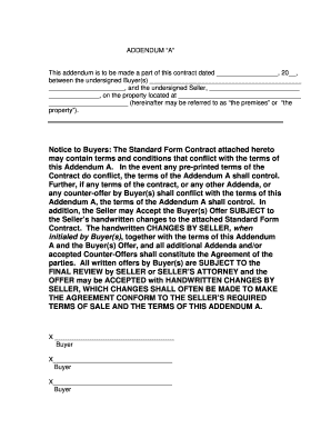 Real Estate Purchase Addendum A