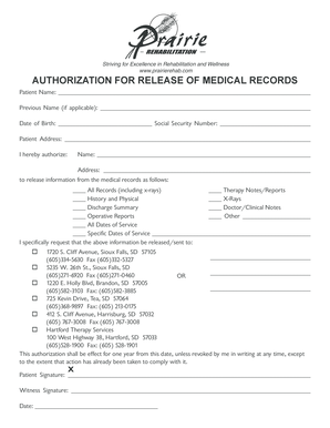 Authorization for Release of Medical Records