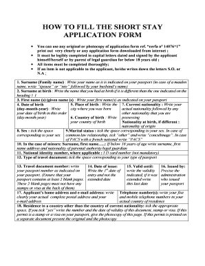 Short Stay Application Form