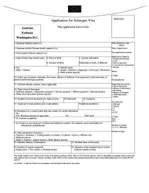 Schengen Visa Application Form