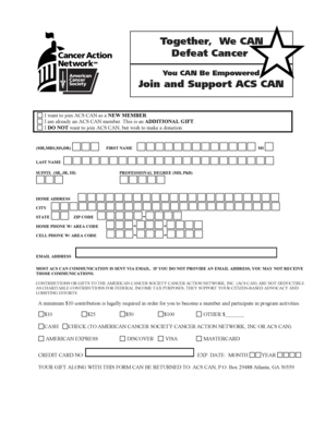 ACS CAN Membership and Donation Form