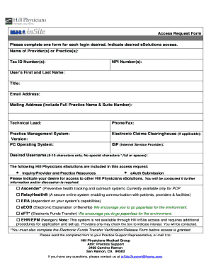 Hill Physicians Access Request Form