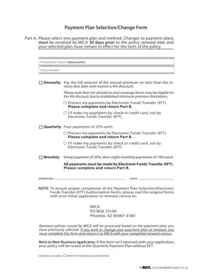 Payment Plan Selection Form
