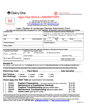 New York Lawn Garden Landscape Soil Sample Submission Form