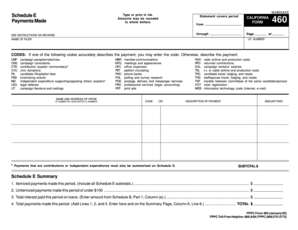California Form 460 Schedule E