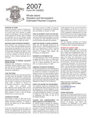 Rhode Island Estimated Payment Coupons