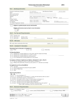 US Federal Partnership Information Worksheet 2010