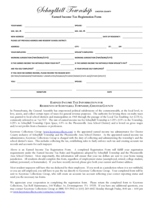 Chester County Earned Income Tax Registration Form