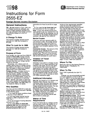 IRS Form 2555-EZ Instructions