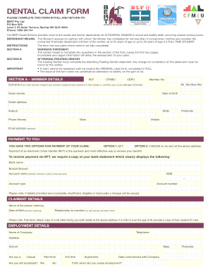 DENTAL CLAIM FORM