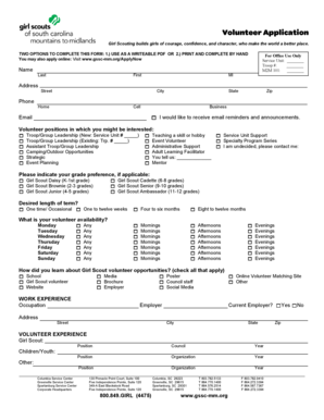 Girl Scout Volunteer Application