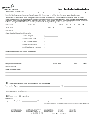 Girl Scouts Money Earning Project Application