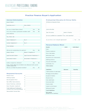 Practice Finance Buyer's Application