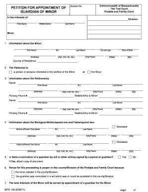 Petition for Appointment of Guardian of Minor