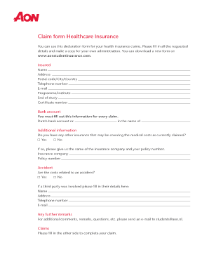 Healthcare Insurance Claim Form