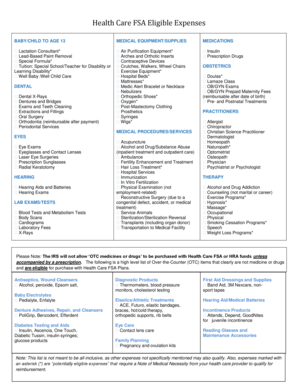FSA Eligible Medical Expenses Claim Form