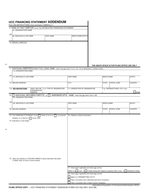 UCC Financing Statement Addendum