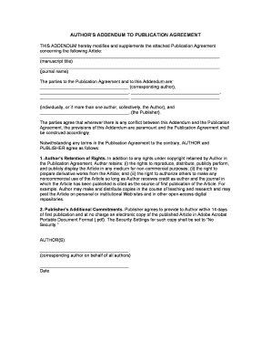 Author’s Addendum to Publication Agreement