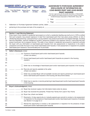 Addendum to Purchase Agreement for Lead-Based Paint Disclosure