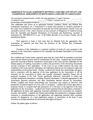 Addendum to Lease Agreement for Wildcat Run Community