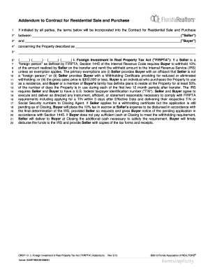 FIRPTA Addendum to Residential Sale and Purchase Contract