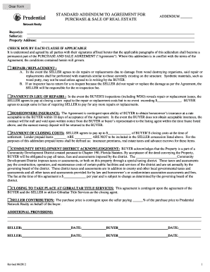 Standard Addendum to Purchase and Sale Agreement