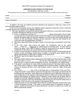 Addendum for Option to Purchase