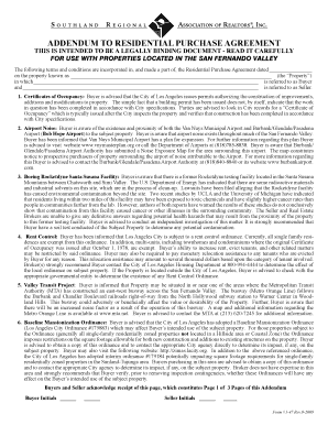 Addendum to Residential Purchase Agreement