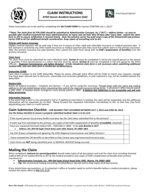 AYSO Soccer Accident Insurance Claim Form