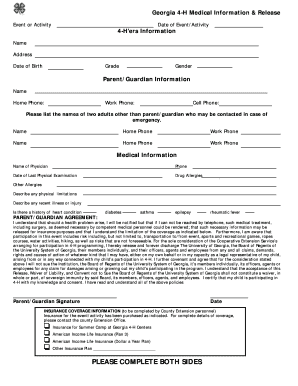 Georgia 4-H Medical Information & Release