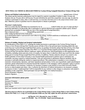 Iowa State Diving Camp Release Form - Dive Well LLC