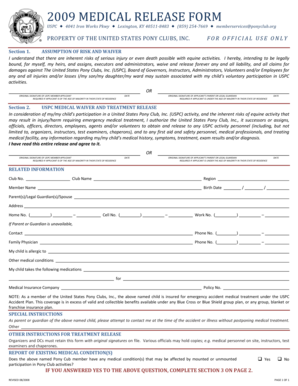 2009 USPC Medical Release Form