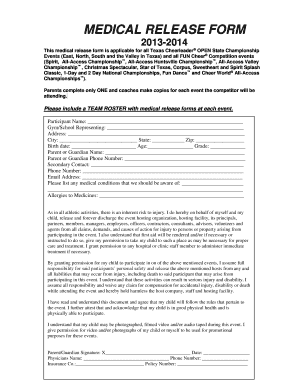 texas cheerleader release form