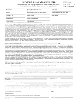 Varsity Spirit Camp Liability and Medical Release Form