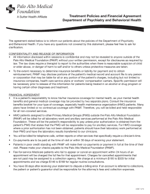 Palo Alto Medical Foundation Treatment Policies and Financial Agreement