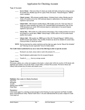 Application for Checking Account