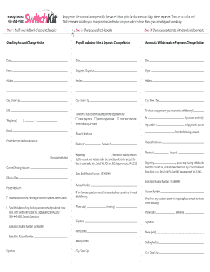 Essex Bank Account Change Notice