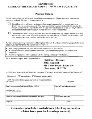 Child Support Payment Option Form