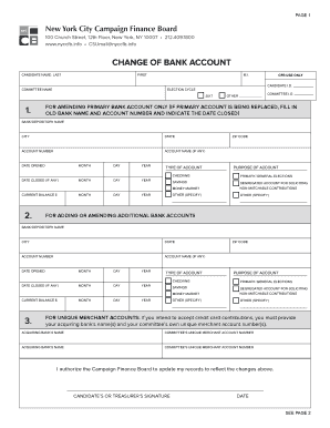 Change of Bank Account Form