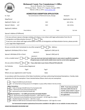 Georgia Homestead Exemption Application