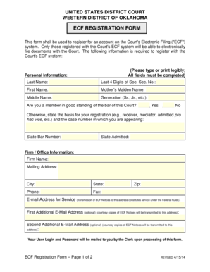 US District Court ECF Registration Form