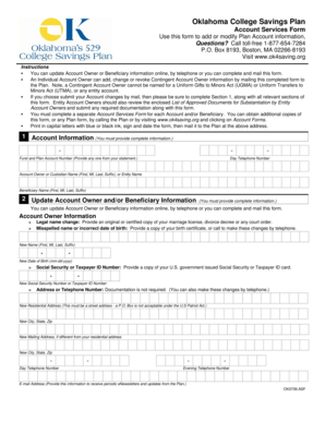 Oklahoma College Savings Plan Account Services Form