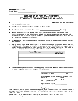 Colorado Collection of Personal Property by Affidavit